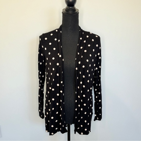 H&M Black Polka Dot Front Open Long Sleeve Cardigan (S) - Picture 2 of 7